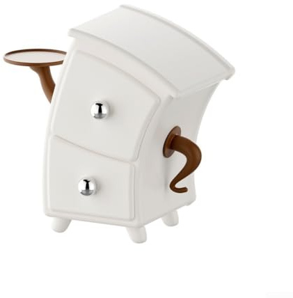 Caja de almacenamiento compacta con compartimentos escalonados diseñados para un fácil acceso a joyas, cosméticos y varios elementos esenciales pequeños
