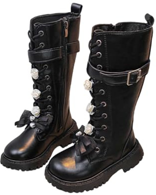 Generisch Bottes d'hiver pour enfants Dirndl - Bottes d'hiver chaudes - Chaussures de randonnée - Chaussures de loisirs - Couleur unie - Bottes de loisirs, O Noir., 32 EU