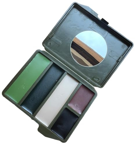 Pintura facial de caza: pintura facial de camuflaje de 35 g, pinturas de camuflaje para exteriores de 5 colores | Maquillaje táctico | Uso duradero, fórmula suave, viajes de caza y uso en el campo.