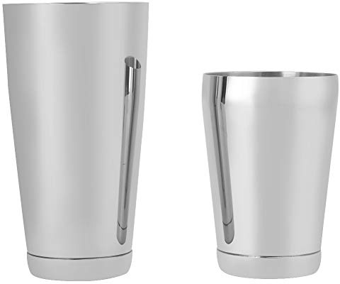 Set di shaker da cocktail in acciaio inox Boston, strumento da bar professionale con design a prova di fuoriuscita, shaker in latta per cocktail lucidato a specchio, ideale per (Argento)