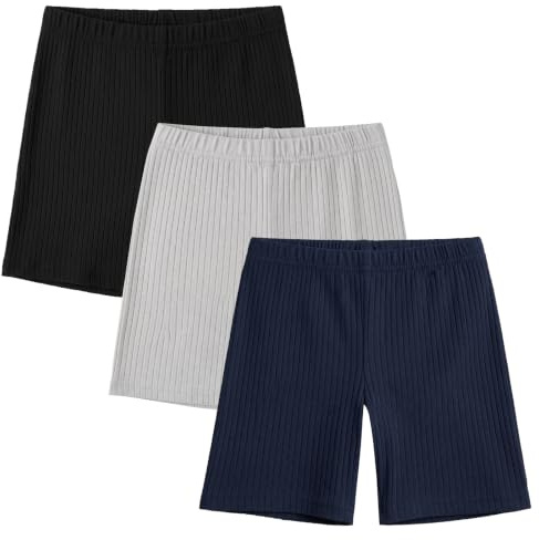 Baogaier Pantaloncini per Ragazze, Estivi Cotone Shorts Leggings da Ciclismo, Pacco da 3, Traspiranti Elasticizzati Sportivo Danza Ginnastica Bambina Pantaloni Corti 7-8 Anni, Colore D