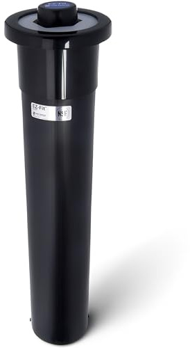 San Jamar Euro Ez-Fit in Counter Cup Dispenser Fits 6 - 24 Oz Cups with Interchangeable Gaskets for Restaurants, Dining Halls, and Fast Food, Plastic, 23.25 Inches, Black