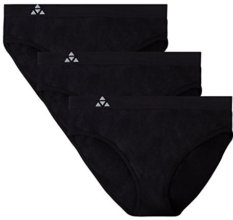 Balanced Tech Women's 3 Pack Classic Seamless Hipster Brief Bikini Panties - Black - Large