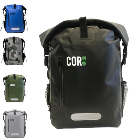 COR Surf Mochila de bolsa seca impermeable con funda acolchada para portátil (Negro, 25 L)