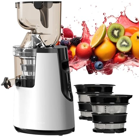 Nebula Grande 150W Electric Cold Press Slow Juicer | Silver | 80mm Self-Feeding Chute for Whole Fruits, Masticating Juicers for Whole Fruit & Vegetable, Cold Press Juicer Machines