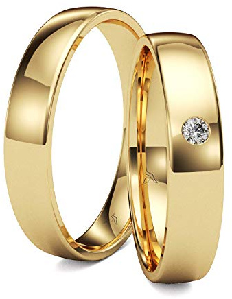 Kolibri Rings Eheringe Gold 333 Paarpreis Trauringe Verlobungsringe Massiv mit Diamant Gelbgold 100% Made in Germany