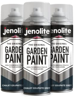 JENOLITE Directorust Chalky Spray Paint | GRAPHITE GREY | 3x400ml | Multi-Surface Chalky Finish Spray Paint | Ideal For Furniture, Ornaments, Picture Frames | Interior & Exterior Use | RAL 7016