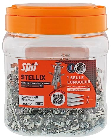 Cheville métallique Stellix SPIT 4x35/15 + Vis - Bidon de 150-61147