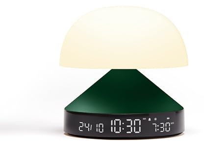 Lexon MINA Sunrise Despertar mañana brillante, simulador de amanecer y atardecer, 5 sonidos naturales, lámpara de noche LED luz nocturna y luz de luz - Verde oscuro