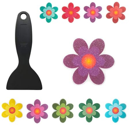 10 Articolo Adesivo Antiscivolo per Bagno con Fiori, Adesivo Antiscivolo per Doccia, Adesivo Autoadesivo per Bagno, Striscia da Bagno Antiscivolo con Raschietto, Adatto per Doccia E Vasca (Colorato)