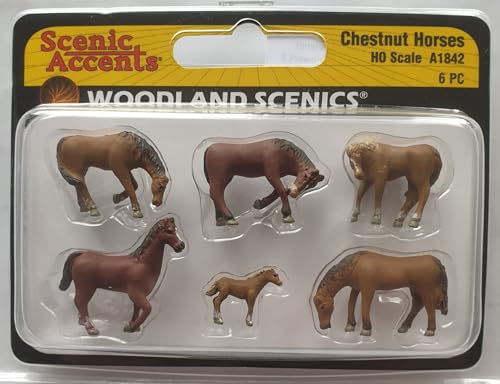 Woodland Scenics A1842 bruna hästar präglade figurer spår H0 HO 1:87 Chestnut hästar