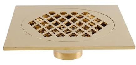 YDYAENIO Bodenablauf Aus Rostfreiem Stahl 15x15cm Quadratischer Bodenablauf Messing Badezimmer Duschraum Bodenabfallablauf(Yellow)