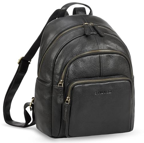 STILORD 'Bea' Leder-Rucksack Damen Echtleder Elegant - Edler Tagesrucksack Frauen mittelgroß - Geräumiger Vintage Cityrucksack Frauen - Backpack Daypack aus echtem Leder, Farbe:schwarz