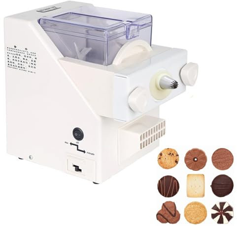 ANGDI Macchina per Biscotti, Macchina elettrica per Biscotti da 180 W, velocità 50-60 Giri/min, 8 ugelli sostituibili, 6 stampi per Biscotti, Macchina per Biscotti Fai da Te, per Pasticceria, Cucina