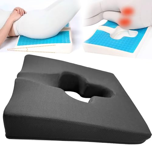 FoKon Gel Wheelchair Seat Cushion,Bed Sore Cushions for Butt,Hemorrhoid Pillow,Sciatica,Coccyx,Pressure Sore and Ulcer Pain Relief Butt Pillow,Cushion for Office Chairs 18 L x 15 W(Black)
