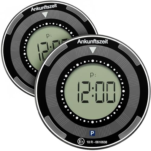 Upgrade4cars 2 x Elektronische Parkscheibe Solar mit Deutscher Zulassung vom Kraftfahrt-Bundesamt | Parkuhr elektrisch mit Batterie | Automatisch & Digital