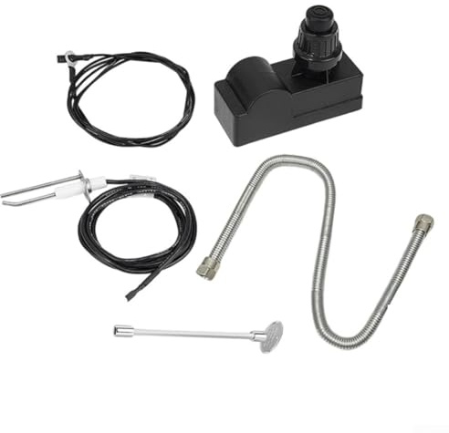 Kit de encendido para lavabos de gas, incluyendo llave de válvula de encendido de pulso y cables de tierra de 900 mm diseñados para válvulas de bola de 1/4 y 5/16 (B)