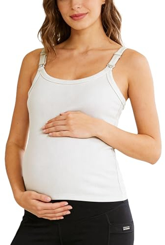 FEOYA Débardeur d'allaitement pour femme pour l'allaitement, soutien-gorge de sport de maternité, haut sans manches, haut court pour l'allaitement, tailles S à 2XL
