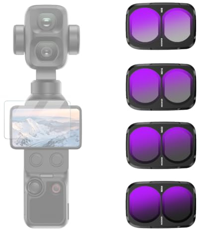 NEEWER ND Filter Set Compatible with DJI Osmo Pocket 4P Only, ND8 + ND16 + ND32 + ND64 HD Neutral Density Gimbal Action Camera Lens Filter Screen Protector Photography Accessories Kit