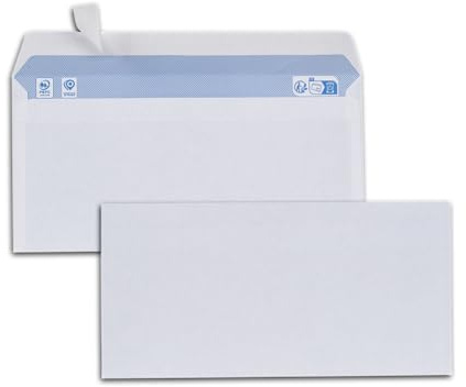 GPV - Sobres DL (autoadhesivos, 80 g, 110 x 220 mm, 500 unidades), color blanco