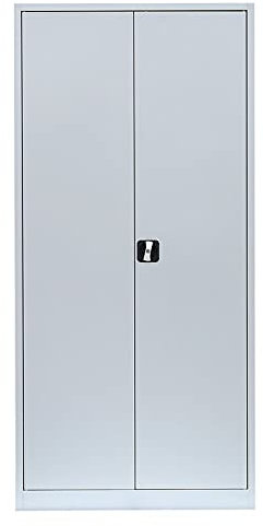 Flügeltürenschrank komplett montiert Metallschrank abschließbar grau 195x92x60cm (HxBxT) Lagerschrank Aktenschrank Werkzeugschrank 530360