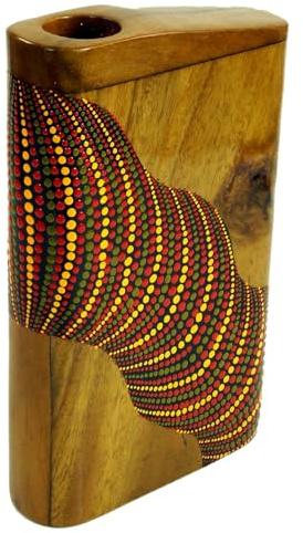 Guru-Shop Didgeridoo Voyage (bois), Motif de Couleur: Rouge-jaune, 21x14x4,3 cm, Tambour Hochet-didgeridoo