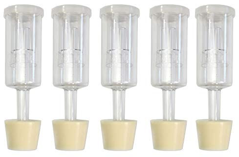 Box Brew Kits (5 Pack) Three-Piece Airlock and Drilled #6 Stopper Fermentation Beer Making Wine Making Kombucha Fits Gallon Jugs (5)