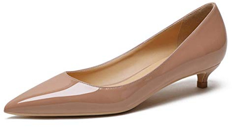 EDEFS - Femme Escarpins - Kitten-Heel Chaussures - Talon Petite Escarpins - Escarpins Bout fermé Femme - Beige 40
