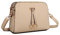 ELIOX - Damen Kleine Umhängetasche - PU Leder Feste Schultertasche - Kette Schulterriemen Abendtasche - Reißverschluss Handtasche - City Clutch Party Zip Crossbody Bag Mode (TAUPE)