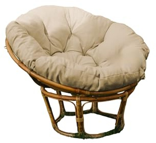 Chilly pilley Coussin Rond pour Papasan Fauteuil en Rougein Coussin De Fauteuil Jardin Coussin De Siège Matelassé avec Boucles (110cm, Crème)