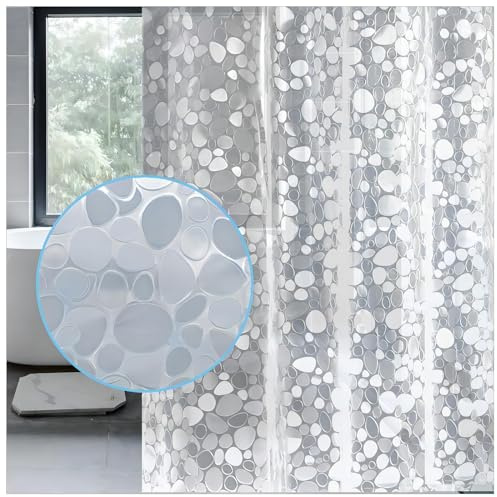 LEMON CLOUD Duschvorhang 180x200cm Anti-Schimmel, Wasserdicht Vorhang an Badewanne Antibakteriell, mit Gewicht Magnet unten 3D Steinmuster, 100% Peva, inkl. 12 Duschvorhangringen kinderfreundlich