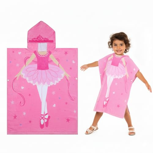 MOEMOE BABY Toalla con Capucha para niños, algodón, Poncho de Playa, Toalla de Playa, con Capucha, Toalla de baño para niños y niñas (Bailarina)