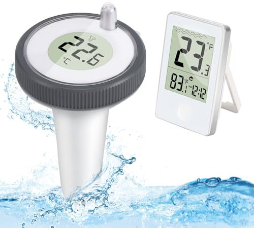 Collazoey Pool-Thermometer, wlan thermometer mit digitaler, Poolthermometer, LCD-Anzeige, IPX7 Schwimmend für Schwimmbad, Teich und Whirlpools