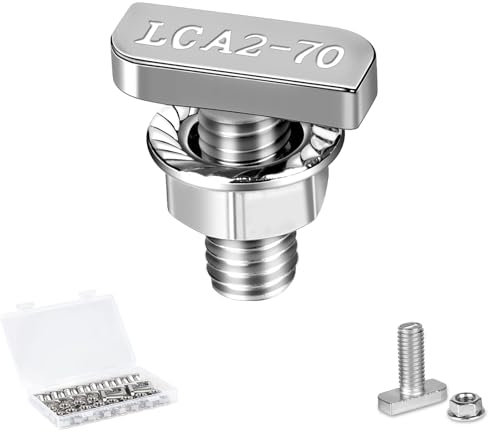 EXLECO 40 Pièces Boulons à Tête en T M8x20 vis à tête Marteau avec Boîte en Plastique vis de Serre en Inox avec écrous à Bride pour Serre Profilés en Aluminium Rail de Montage Solaire à 8mm Gorge