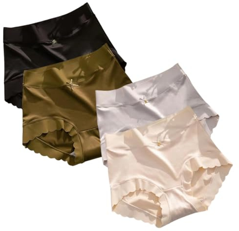 FPVAWKBL Culotte hygroscopique en Soie inodore, Culotte Absorbant l'humidité en Soie glacée satinée de qualité supérieure (Medium,4pcs-B)