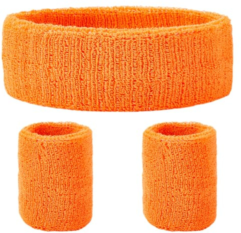 GORGECRAFT 3 Unidad de Bandas para el Sudor de Neón para Competiciones Deportivas Banda para la Cabeza Deportiva de Tela de Rizo Transpirable Bandas Atléticas Que Absorben el Sudor Banda Naranja