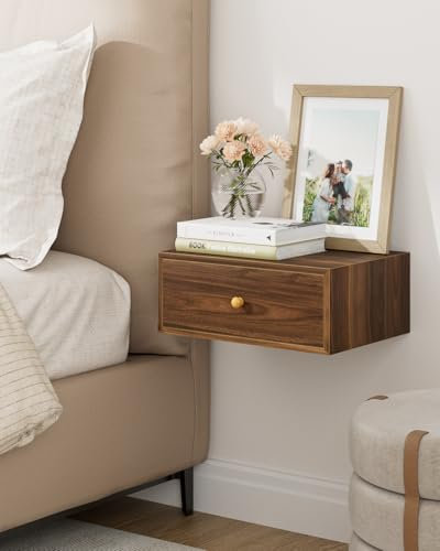 HEYZOEY Mesita de noche flotante (nogal)