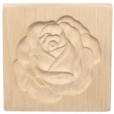 QUARKZMAN Stampo per biscotto in Legno 10cm x 10m Stampo per Biscotto in Legno Fiore Rosa Strumento per Biscotto Intagliato Timbro Pressa Biscotto