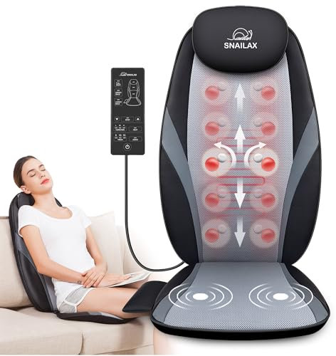 Snailax Back Massager with Soothing Heat, Massage Chair Deep Kneading Full Back Massager Massage seat Cushion for Home Office use