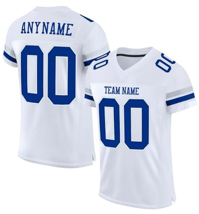 Personnalisé Sport Maillot de Football Américain Personnalisable avec Logo Nom et Numéro de l'équipe pour Hommes Femmes Jeunes Préscolaires T-Shirts Manches Courtes à Séchage Rapide