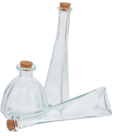 Holibanna 3 Piezas Juego de botellas de arena de boda tarro de cristal con tapa de corcho botella difusora vacía botellas de boticario frascos de boticario Vidrio Transparent