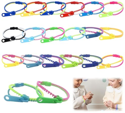 20 pièces bracelets zip, jouets sensoriels anti-stress, bracelets d'amitié incroyables pour enfants, bijoux tendance et cadeaux parfaits pour fêtes d'anniversaire garçons et filles