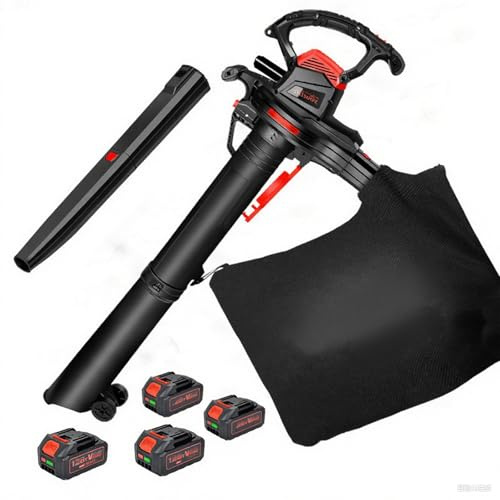 SHUGUANG Soplador de Hojas Bateria, Aspirador de Hojas con 6 Velocidades Soplador de Hojas Eléctrico Ergonómico, Flujo de Aire de 340 km/h, Bolsa Colectora de 40L, Capacidad 256 m³/h, Relación 10:1