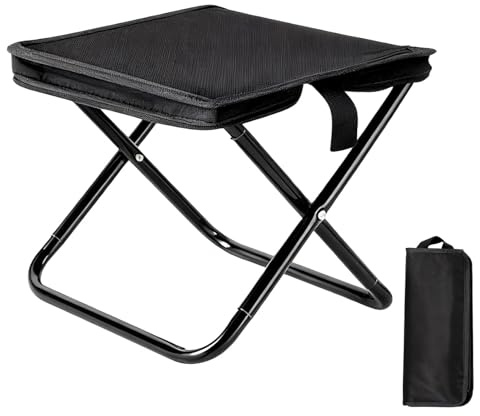 PARFCO Tabouret Pliant Portable, Tabouret Pliant Camping Design Sac à Main, Tabouret Pliant Noir pour Camping, Pêche, Voyage