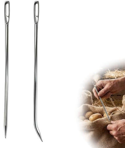 tiyiyok 2 Piezas Agujas de Ojo Grande 17cm, Agujas de Coser, Fácil de Enhebrar, Adecuado para Cuero, Papel Tapiz y Telas Gruesas, Bordado en Tapices de Cuero, Fabricación Artesanal de Alfombras
