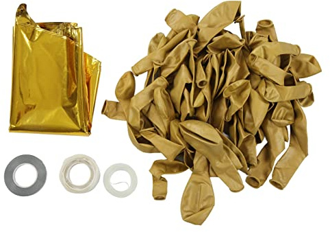 Ballonggirlandersats Naturlatex Hållbara festballonger Bulk för bröllopsfödelsedag Semesterdekorationer 60 latex 6 folieballonger med tejp Fast remsa sträng (Guld)