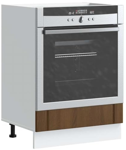 Zeehear Lucca - Armadietto per stufa, effetto quercia, 60 x 46 x 81,5 cm, piedini regolabili, armadio da cucina per forno, microonde, spazio di archiviazione