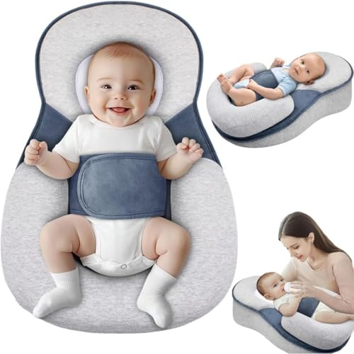 VIYAU Baby Nursing Pillow with 15 Degree Slope, Reflux Support Wedge for Feeding and Resting, Removable Cover, Gray