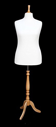DELUXE Size 18 Female Dressmaking Dummy Tailors Bust Mannequin CREAM Jersey BEECH EFFECT WOODEN Tripod Stand