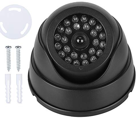 Fake Camera, MR-18 Fake Outdoor Security Camera Dome Camera, Dummy Security Camera with Red Flashing Led for Indoors, Outdoors